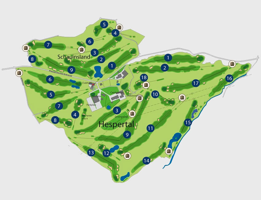 27-Loch-Golfanlage in Essen-Heidhausen, die immer bespielbar ist. Auch bei Golf-Turnieren.